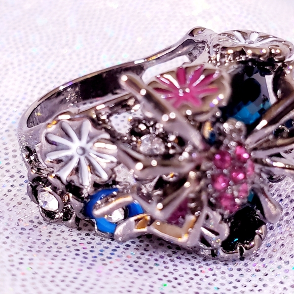 925 stamped sterling silver Crystal spider accent rings size 6 7 8 9 - Picture 16 of 16